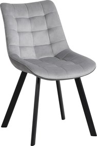 Scaun tapitat MEL, gri deschis/negru, stofa catifelata/metal, 47x56x84