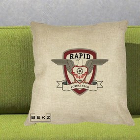 Perna Personalizata Rapid Fotbal Club 1923, 40x40 cm, Crem, Husa Detasabila, Perna Inclusa, BEKZ®