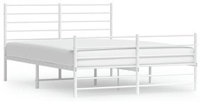 352387 vidaXL Cadru de pat metalic cu tăblie, alb, 140x200 cm