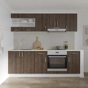 Set haaus V13, Stejar Bronz/Alb, Blat Thermo 28 mm, L 220 cm