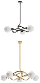 Redo 01-3258 - Lustră cu tijă CONFUSIO, 5 x E14, 28 W, 230 V, Ø 96 cm, auriu