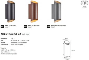 Aplica up/down de perete pentru iluminat exterior IP54 Nico round 22 antracit
