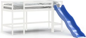 vidaXL Pat etajat de copii cu scară, alb, 80x200 cm, lemn masiv pin