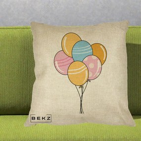 Perna Decorativa Baloane Petrecere, 40x40 cm, Crem, Husa Detasabila, Perna Inclusa, BEKZ®