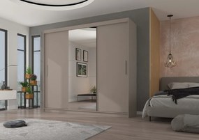 Dulap cu uși glisante ERWIN – cu oglindă – 235x59x215 cm – Cașmir