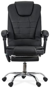 Scaun de birou cu masaj în 7 puncte din piele ecologică cu suport pentru picioare OFF 418M negru