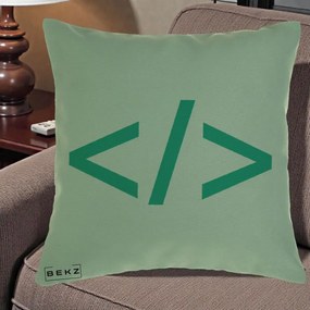 Perna Personalizata Cod HTML Turcoaz, 40x40 cm, Verde, Husa Detasabila, Perna Inclusa, BEKZ®