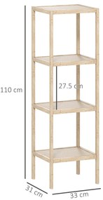 HOMCOM Dulap Baie din Bambus și Lemn, 33x31x110 cm, Lemn Natural | Aosom Romania
