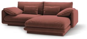 Colțar roz cu tapițerie din catifea (cu colț pe partea dreaptă/cu șezlong) Torino – Micadoni