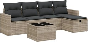 vidaXL Set canapele de grădină cu perne, 6 piese gri deschis poliratan