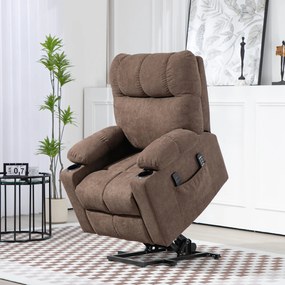 HOMCOM Fotoliu de Relaxare cu Funcție de Ridicare, electric, 90x75x100cm, Maro | Aosom Romania