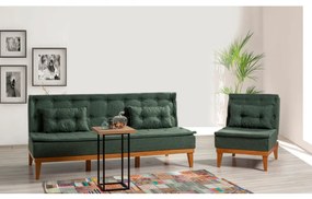 Set Canapea si Fotoliu, Lemn Solid, Fuoco, 2 Piese, Verde