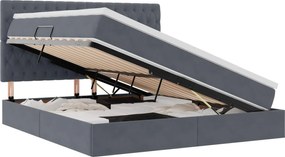 vidaXL Pat cu saltea și spațiu de depozitare Gri închis 160 x 200 cm