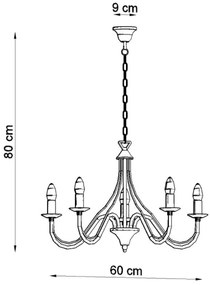 Lustră pe lanț MINERWA 5 5xE14/40W/230V alb