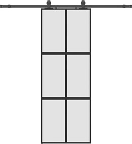 vidaXL Ușă glisantă cu set feronerie neagră 76x205cm sticlă securizată