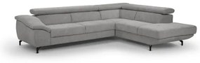 Canapea colțar extensibilă cu spațiu de depozitare, model BRESCIA, dreapta, gri