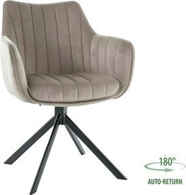 Scaun living rotativ AZALIA, bej inchis/negru, stofa catifelata/metal,