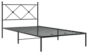 376497 vidaXL Cadru de pat din metal cu tăblie, negru, 100x200 cm