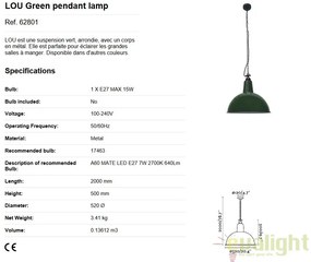 Pendul design Industrial Style 52cm LOU verde 62801