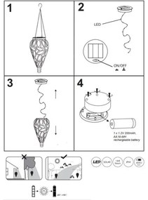 Corp de iluminat LED solar SOLAR LED/0,9W/3,2V IP44 galben Globo 36131A