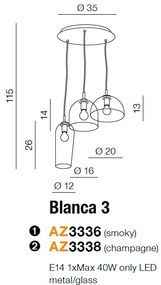 Lustra design modern Blanca 3 fumuriu ZZ AZ3336