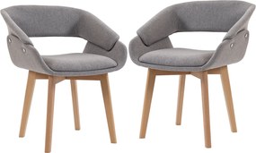 HOMCOM Set 2 Scaune Dining Ergonomice din Material Gri Deschis | Aosom Romania