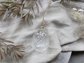 Decorațiune ou de Paște din sticlă transparentă cu șnur din iută, H7 cm, Ø5 cm