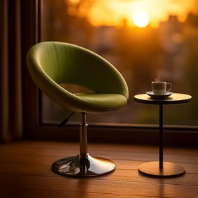 Scaun lounge verde REL 218 din piele ecologică cu cadru cromat reglabil
