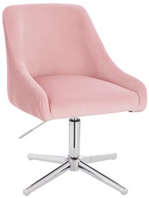 HR920CROSS Scaun Roz Pudra din Catifea cu Bază Cromata