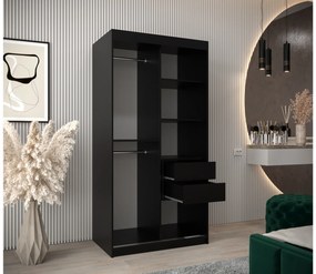 Dulap de haine 100 cm Toki 1 (negru mat + stejar sonoma). 1064880