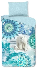 Lenjerie de pat albastră din flanelă pentru pat de o persoană 140x200 cm Seppo – HIP