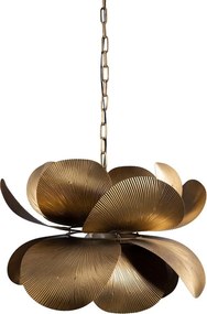 Lustra suspendată din alamă antichizată, formă florală tip lotus, finisaj vintage, 49 × 55 cm, „Lotus"