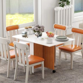 HOMCOM Masă extensibilă pliabilă mobilă cu design modern, 120 cm x 80 cm x 73 cm, Tei + Alb | Aosom Romania