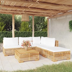 3100895 vidaXL Set mobilier grădină cu perne, 6 piese, lemn masiv de tec