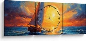 Tablou - Sailboats (cu ceas) (90x30 cm)