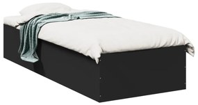 Cadru de pat, negru, 90x200 cm, lemn prelucrat