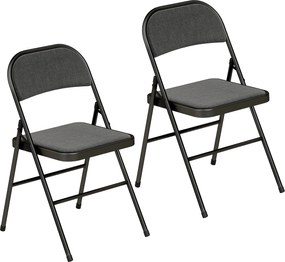 HOMCOM Set de 2 scaune pliante pentru sufragerie, portabile, cadru din oțel dim. 45l x 46P x 78H cm negru | Aosom Romania