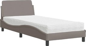 vidaXL Pat cu saltea, Dover, gri taupe, 90x200 cm, textil