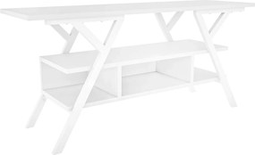 Comoda TV MINERVA, alb, PAL melaminat/metal, 120x35x55 cm