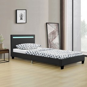 Čalúnená posteľ Verona 90 x 200 cm s LED osvetlením v čiernej farbe