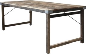 Masă dining din lemn reciclat, natur, 10 locuri, cu picioare pliabile, 78 x 200 x 100 cm, „Grimaud”