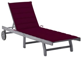 vidaXL Șezlong de grădină cu pernă, gri, lemn masiv de acacia