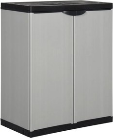 vidaXL Dulap de depozitare grădină, cu 1 raft, gri/negru, 68x40x85 cm