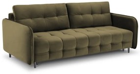 Canapea extensibila Scaleta cu 3 locuri, tapiterie din catifea si picioare din metal negru, verde