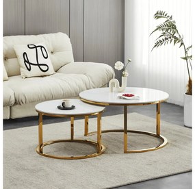Set 2buc mese de cafea Disponer (marmură deschis + auriu) . 1116298
