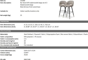 Set de 2 scaune de bar design modern LUX Cliff, bej mademoiselle 115283 HZ