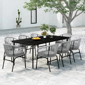 3099256 vidaXL Set mobilier de grădină, 9 piese, gri