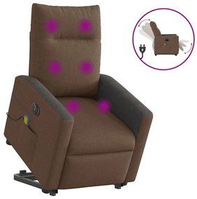 vidaXL Fotoliu electric de masaj rabatabil cu ridicare, maro, textil