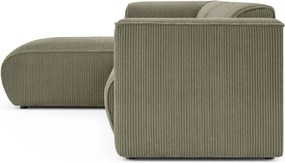Colțar verde cu tapițerie din catifea reiată (cu colț pe partea stângă/cu șezlong) Merid – Ropez