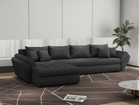 Colțar extensibil dumonde cu ladă de depozitare si sezut confortabil din spuma high-density, Loana XL Enjoy Grafit 335x185 cm
